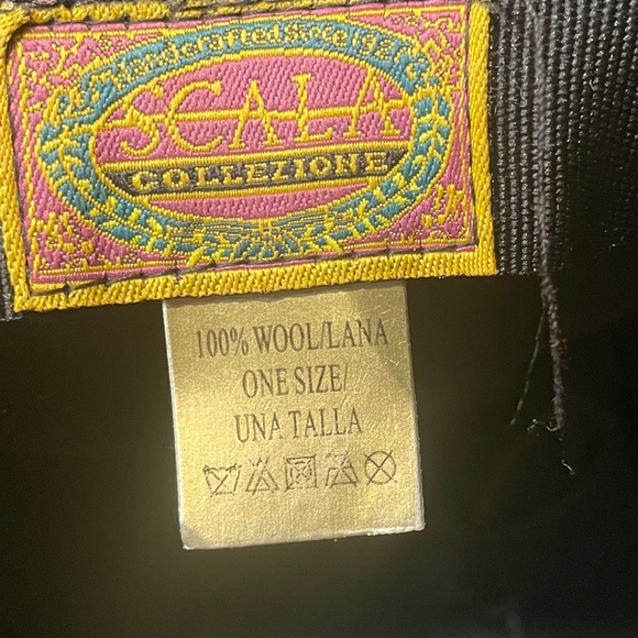 Vintage SCALA Collection 100% Wool Black Bucket Hat Buckle One Size - Picture 8 of 8